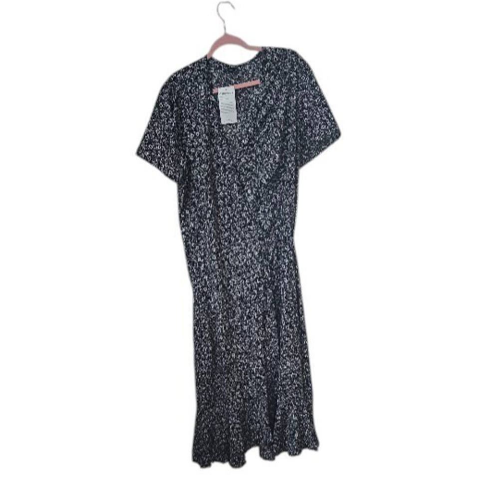 NWT PRETTY GARDEN WOMENS V-NECK WRAP SHORT SLEEVE DRESS FLORAL SIZE XXL
